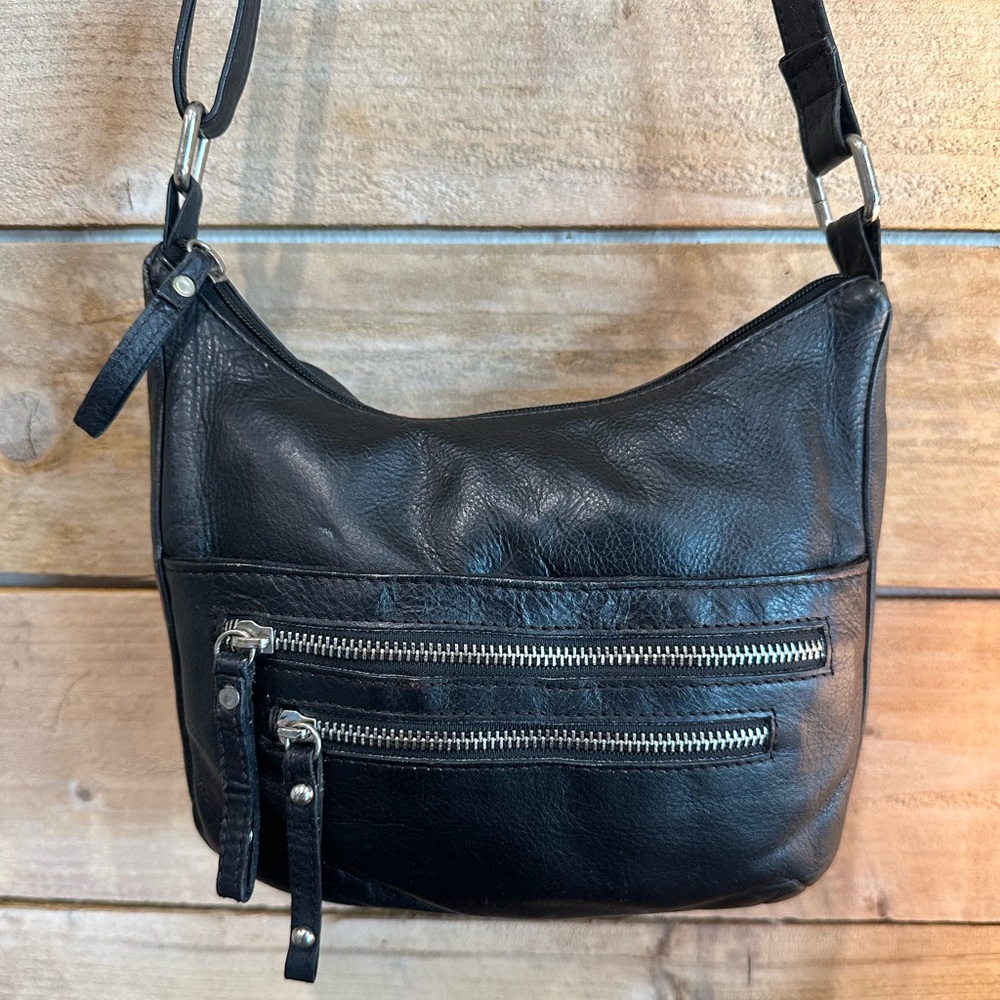 Black Leather Shoulder or Crossbody Bag